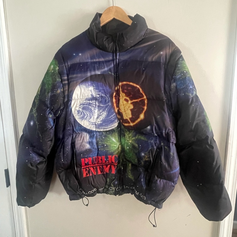 Supreme UNDERCOVER/Public Enemy Puffy Jacket with matching doc Martin’s